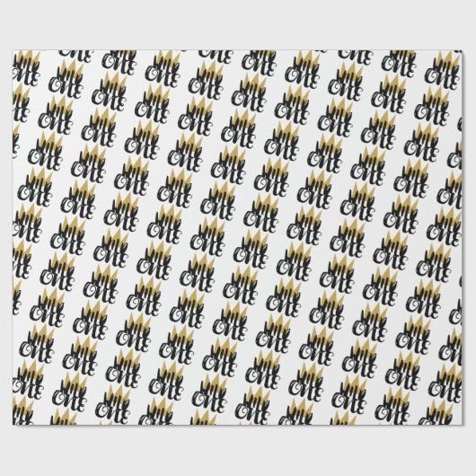 King Wild One Gold Crown 1st Birthday Party Cadeaupapier (Vlak)