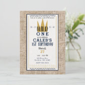 King Wild ONE Thing Gold Crown 1E verjaardagsfeest Kaart (Staand voorkant)