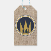 King Wild Thing Gold Crown Burlap Birthday Party Cadeaulabel (Achterkant)