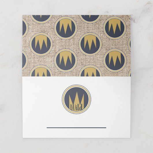 King Wild Thing Gold Crown Burlap Birthday Party Plaatskaartje (Buitenkant ongevouwen)