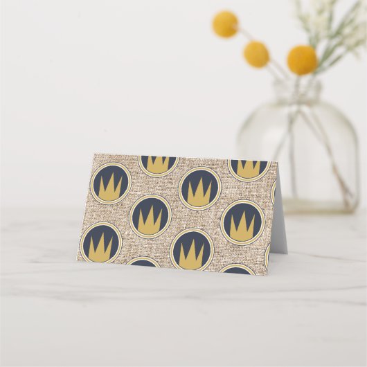 King Wild Thing Gold Crown Burlap Birthday Party Plaatskaartje (Achterkant)