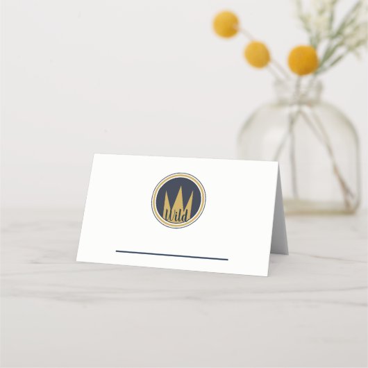 King Wild Thing Gold Crown Burlap Birthday Party Plaatskaartje (Voorkant)