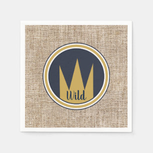 King Wild Thing Gold Crown Burlap Birthday Party Servet