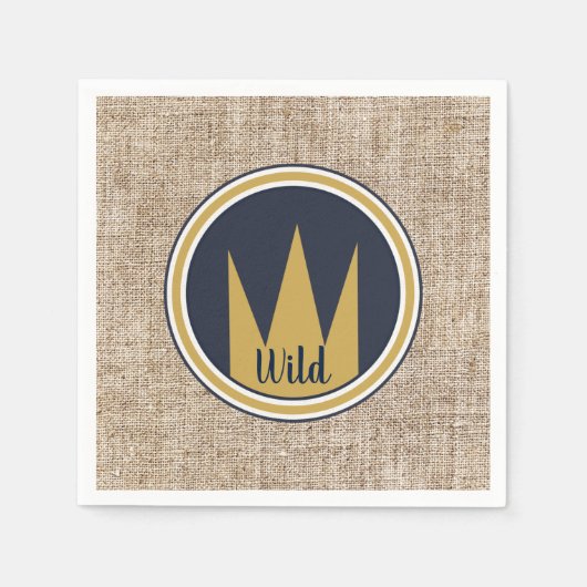 King Wild Thing Gold Crown Burlap Birthday Party Servet (Voorkant)
