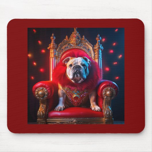 King Winnie The Bulldog On His Throne Muismat (Voorkant)