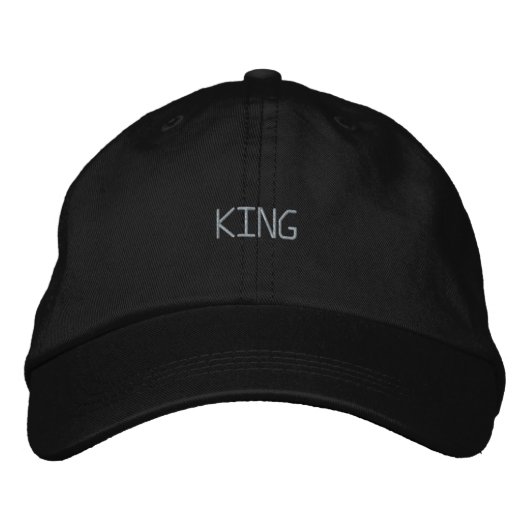 King Zwart Kleur Trucker Naam-Pet Visor Superb Geborduurde Pet (Voorkant)