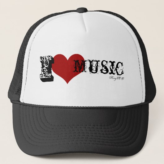 KingCEO's I love Music Trucker Hat Pet (Voorkant)
