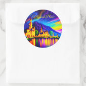 Kingdom Castle Shine Reflection Fantasy River Ronde Sticker (Tas)