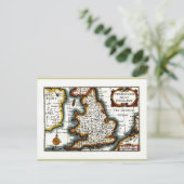 Kingdome of England (Koninkrijk Engeland) Map/Flag Briefkaart (Staand voorkant)