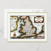 Kingdome of England (Koninkrijk Engeland) Map/Flag Briefkaart (Voorkant / Achterkant)