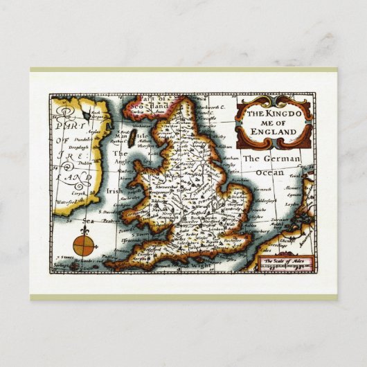 Kingdome of England (Koninkrijk Engeland) Map/Flag Briefkaart (Voorkant)