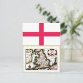 Kingdome of England (Koninkrijk Engeland) Map/Flag Briefkaart (Staand voorkant)