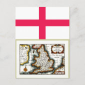 Kingdome of England (Koninkrijk Engeland) Map/Flag Briefkaart (Voorkant)