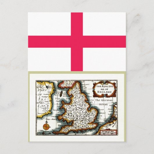 Kingdome of England (Koninkrijk Engeland) Map/Flag Briefkaart (Voorkant)