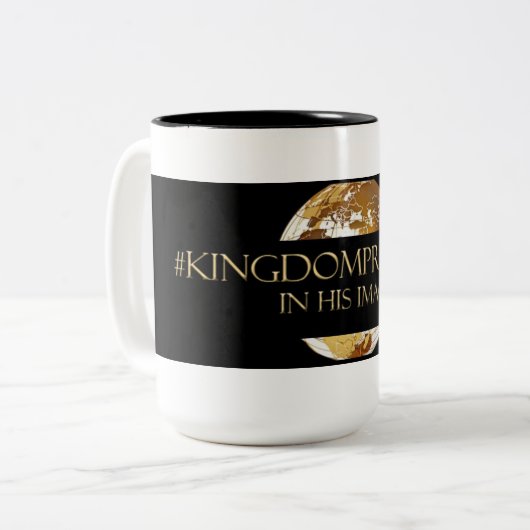 #KINGDOMPRENEUR - IN ZIJN AFBEELDING TM Black Tweekleurige Koffiemok (Voorkant links)