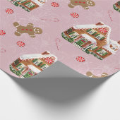 Kingerbrood Roze kerstpapier Cadeaupapier (Hoek)