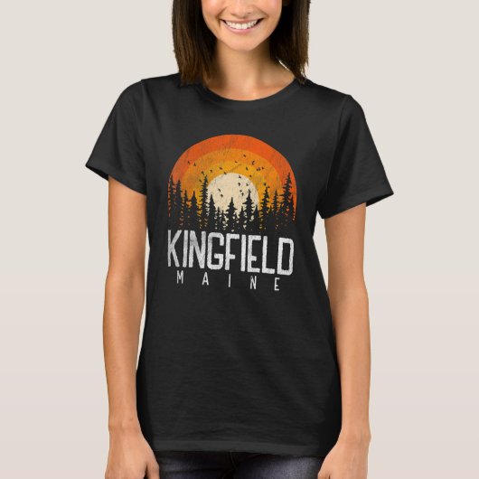 Kingfield Maine ME Retro 70-80-90 T-shirt (Voorkant)