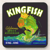 Kingfish aspergetiket van 1930 bier onderzetter (Voorkant)
