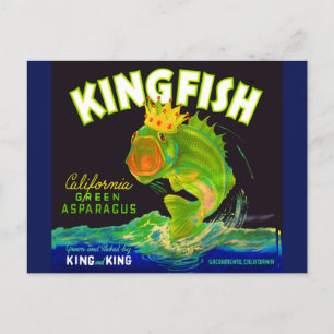 Kingfish aspergetiket van 1930 briefkaart