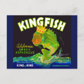 Kingfish aspergetiket van 1930 briefkaart (Voorkant)