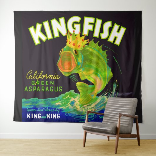 Kingfish aspergetiket van 1930 wandkleed (In Situ (horizontaal))