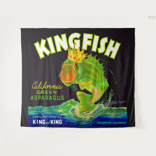 Kingfish aspergetiket van 1930 wandkleed (Voorkant (horizontaal))