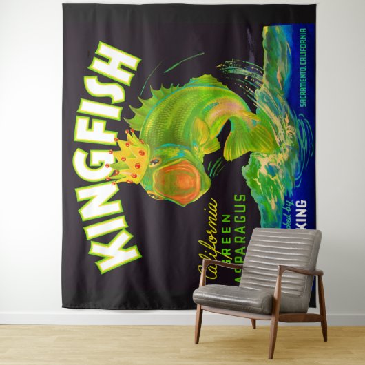 Kingfish aspergetiket van 1930 wandkleed (In situ)