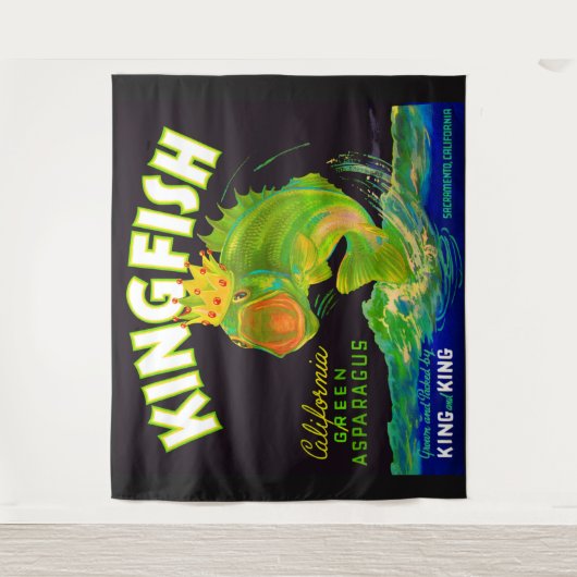 Kingfish aspergetiket van 1930 wandkleed (Voorkant)