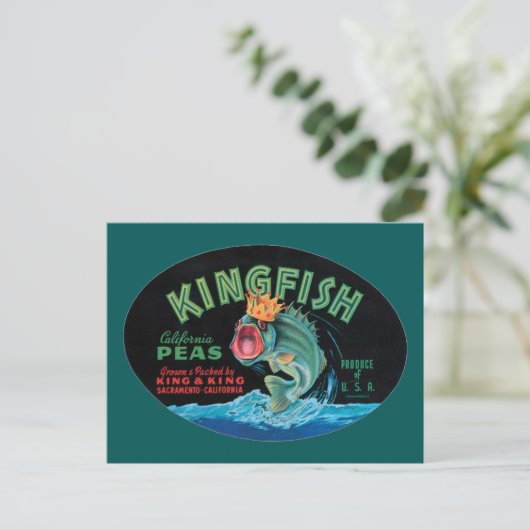  Kingfish Peas Crate Label Briefkaart (Staand voorkant)
