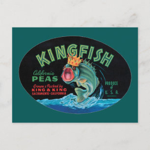 Kingfish Peas Crate Label Briefkaart