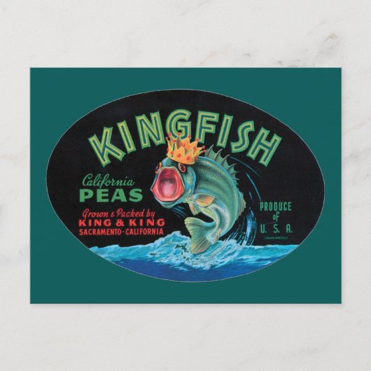Kingfish Peas Crate Label Briefkaart (Voorkant)
