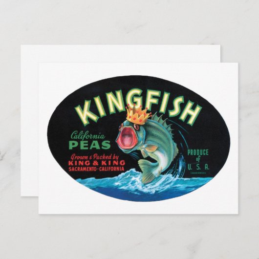 Kingfish Peas Crate Label Briefkaart (Voorkant / Achterkant)