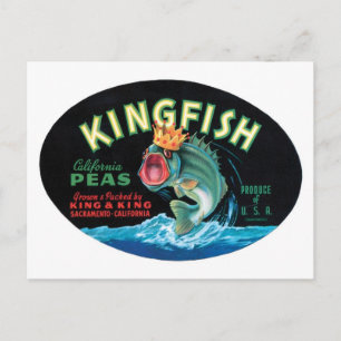 Kingfish Peas Crate Label Briefkaart