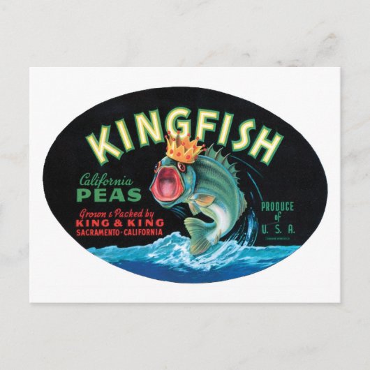 Kingfish Peas Crate Label Briefkaart (Voorkant)