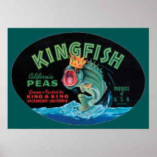 Kingfish Peas Crate Label Poster