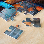 Kingfisher above pond in painterly style legpuzzel (Zijkant)