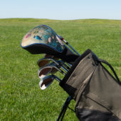 Kingfisher and pink roses golfheadcover (Insitu)