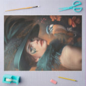 Kingfisher Beauful Woman's Face & Pet Portret Tissuepapier (Craft)