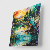 Kingfisher bergen, water en wilde bloemen vierkante klok (Hoek)