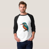 Kingfisher bird Basic 3/4 Sleeve Raglan T-shirt (Voorkant volledig)