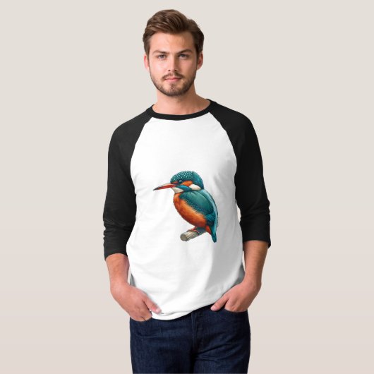 Kingfisher bird Basic 3/4 Sleeve Raglan T-shirt (Voorkant volledig)