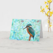 Kingfisher Bird Blue Abstract Kaart (Gele Bloem)