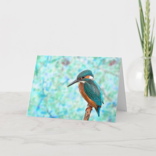Kingfisher Bird Blue Abstract Kaart (Voorkant)