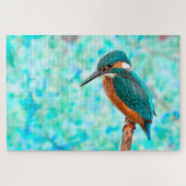 Kingfisher Bird Blue Abstract Legpuzzel (Horizontaal)