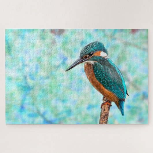Kingfisher Bird Blue Abstract Legpuzzel (Horizontaal)