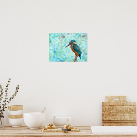 Kingfisher Bird Blue Abstract Poster (Keuken)