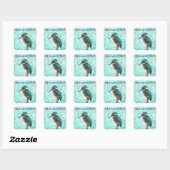Kingfisher Bird Blue Abstracte voornaam Vierkante Sticker (Vel)