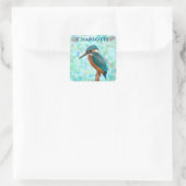 Kingfisher Bird Blue Abstracte voornaam Vierkante Sticker (Tas)