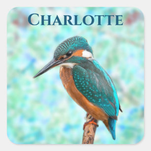 Kingfisher Bird Blue Abstracte voornaam Vierkante Sticker