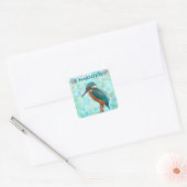 Kingfisher Bird Blue Abstracte voornaam Vierkante Sticker (Envelop)